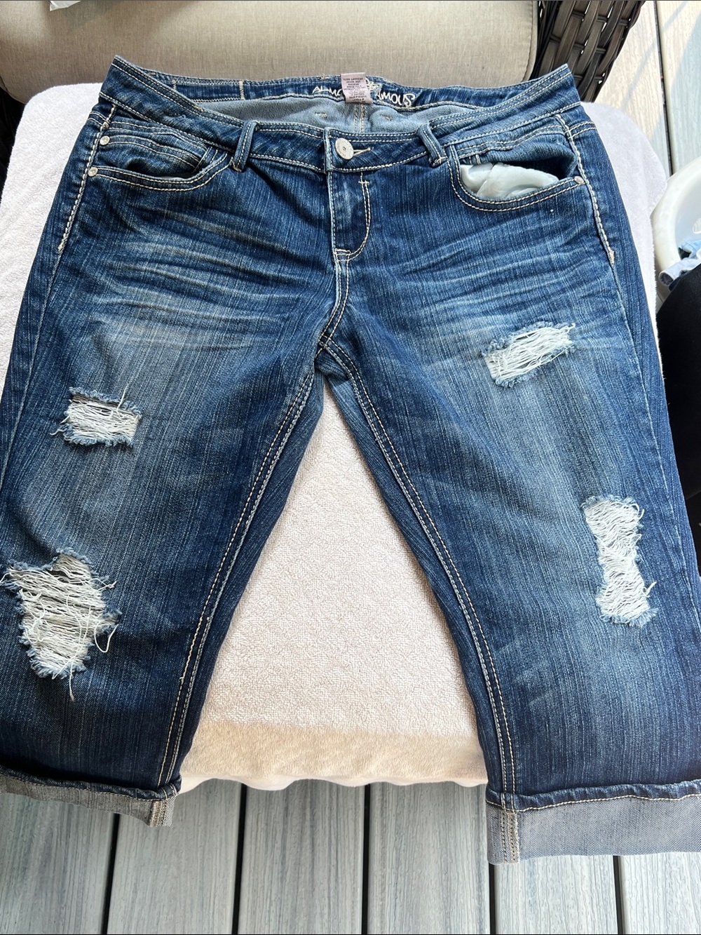Almost Famous Distressed Dark Blue Women's Jeans